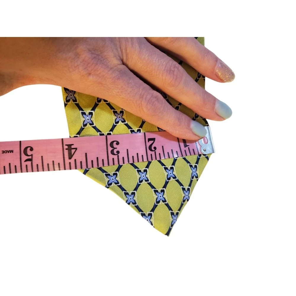 Robert Talbott for Lindsay Odom Ltd‎ Tie Necktie Designer Chartreuse Blue Floral